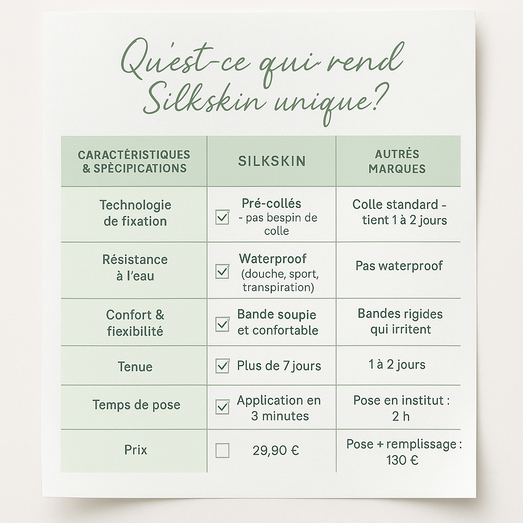 Les cils Silkskin,  pose sans colle, tenue waterproof.